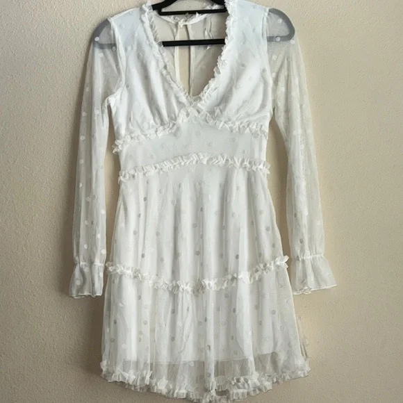 B Darlin White Ruffled Tiered Babydoll Dress - Picture 2 of 11
